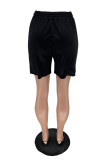 Schwarze, modische, lässige, bedruckte Basic-Shorts mit mittlerer Taille