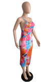 Многоцветное модное сексуальное платье без рукавов с открытой спиной на тонких бретелях