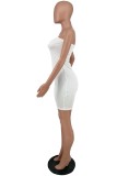 Blanc Sexy Casual Solide Dos Nu Bretelles Sans Manches Maigre Barboteuse