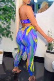 Rode sexy print uitgeholde backless halter mouwloze skinny jumpsuits