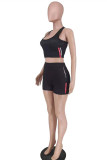 Black Casual Sportswear Solid Backless U Neck Sleeveless Two Pieces
