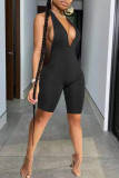 Light Purple Sexy Casual Solid Backless Halter Sleeveless Skinny Romper