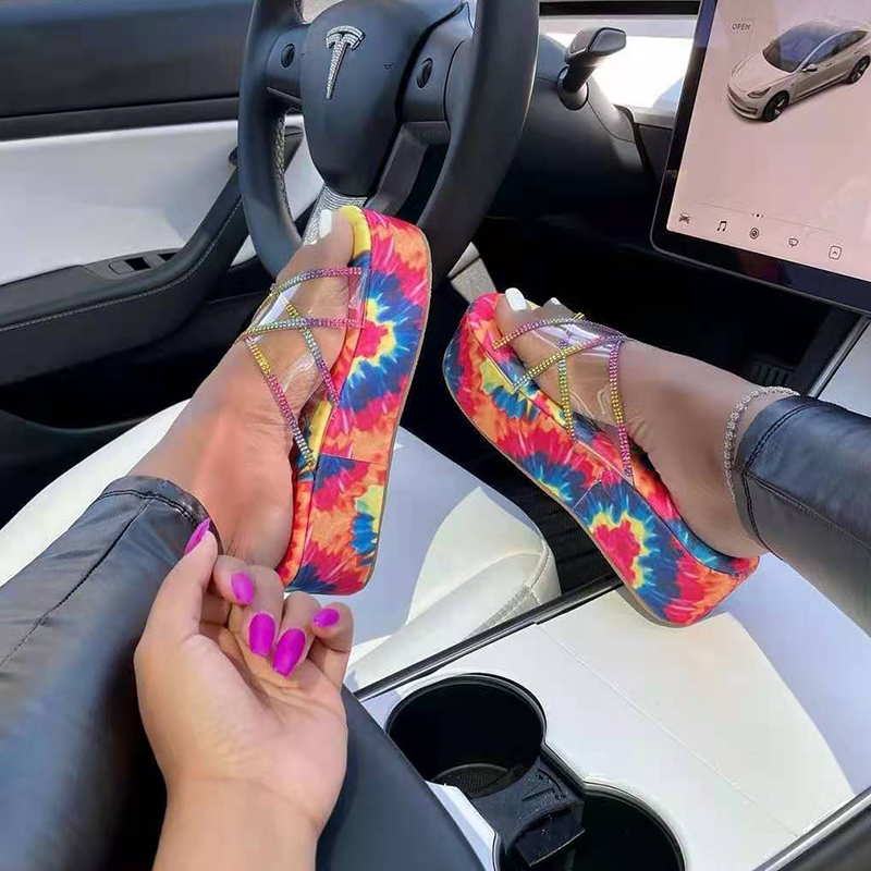 

Colour Casual Street Split Joint Hot Drill Opend Out Door Shoes