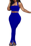 Royal Blue Fashion Sexy Erwachsene Ma'am Patchwork Solid Two Piece Suits Pencil Sleeveless Two Pieces