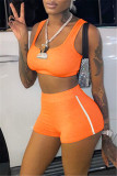Orange Casual Sportswear solida västar U-hals ärmlös två delar