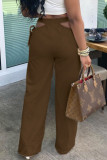 Абрикосовые повседневные однотонные ажурные штаны с завязками и широкими штанинами в стиле пэчворк