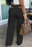 Абрикосовые повседневные однотонные ажурные штаны с завязками и широкими штанинами в стиле пэчворк