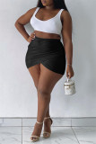 Rozerode sexy casual effen asymmetrische rok met normale hoge taille