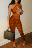 Macacões skinny com estampa sexy vermelho tangerina patchwork