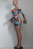 Luipaardprint Sexy print doorschijnende mesh jurken met gewikkelde rok