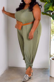 Legergroene Mode Casual Solid Backless Spaghetti Band Plus Size Jumpsuits