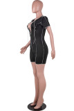 Black Sexy Casual Solid Bandage Patchwork O Neck Skinny Rompers