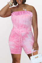 Roze sexy patchwork tie-dye strapless normale rompertjes