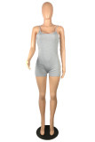 Grey Sexy Casual Solid Backless Spaghetti Strap Skinny Romper