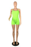 Vert Fluorescent Sexy Casual Solide Dos Nu Spaghetti Strap Skinny Barboteuse