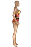 Färg Mode Sexig Print Backless Swimwear Set