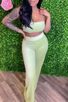 Apple Green Sexy Casual Solid Backless Strapless Sleeveless Two Pieces