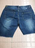 Dunkelblaue Straßen-Patchwork-Ketten, schmale Denim-Shorts mit mittlerer Taille
