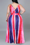 Vit Mode Casual Print Backless V-hals Sling Dress
