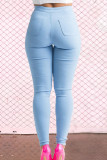 Pantalones de color sólido de lápiz de cintura media ajustados con cremallera sólida de Blue Street
