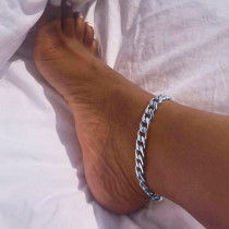 Серебряный модный ретро сплошной выдолбленный ножной браслет