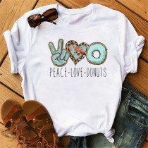 Babyblå Mode Casual Print Basic O-hals T-shirts