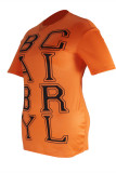 Оранжевое модное повседневное платье большого размера с буквенным принтом, базовое платье-футболка с круглым вырезом
