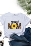 White Yellow Casual Print Patchwork O Neck T-Shirts