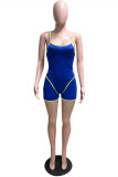 Royal Blue Mode Sexig Solid Backless Spaghetti Strap Skinny Romper