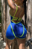 Королевский синий модный сексуальный однотонный обтягивающий комбинезон на тонких бретелях с открытой спиной