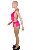 Pink Fashion Sexy Solid Tassel Bandage Swimwears