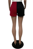 Red Fashion Casual Solid Patchwork Regular High Waist Shorts