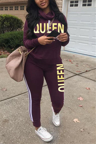 Purple Fashion Casual Long Sleeve Two-Piece Suit