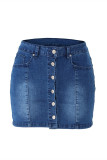 Синие модные повседневные однотонные джинсовые юбки с высокой талией и высокой талией