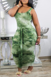 Helllila Sexy Casual Plus Size Tie Dye Printing U-Ausschnitt Weste Kleid
