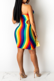 Costumi da bagno patchwork con stampa sexy color arcobaleno