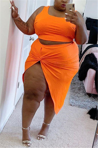 Pernas laranja sexy bochechas altas abertas barriga tamanho grande duas peças