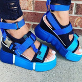 Blue Fashion Casual Hollowed Out Patchwork Round Out Door Sandals
