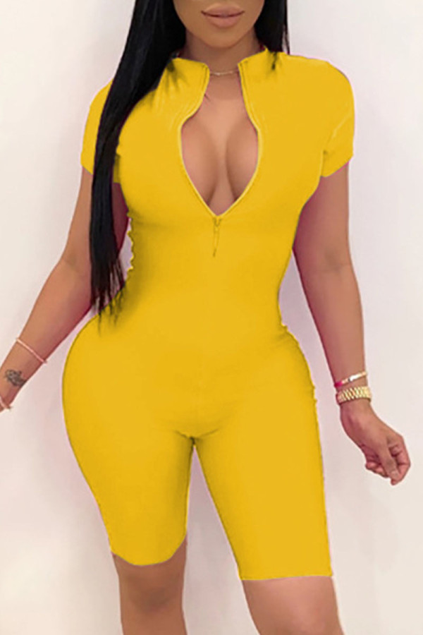 Yellow Fashion Celebrities volwassen mevrouw O Neck Solid Plus Size