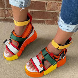 Rose Red Fashion Casual Hollowed Out Patchwork Round Out Door Sandals