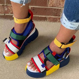 Blue Fashion Casual Hollowed Out Patchwork Round Out Door Sandals