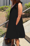 Black Sexy Solid Bandage Patchwork Oblique Collar Irregular Dress Dresses