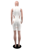 Witte mode sexy effen uitgeholde coltrui skinny romper