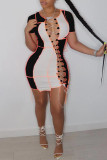 Red Sexy Solid Bandage Hollowed Out O Neck A Line Dresses