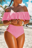 Pink Sexy ausgehöhlte Mischungen Bikinis