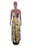 Multicolor Fashion Sexy Backless Sling Dress mit V-Ausschnitt