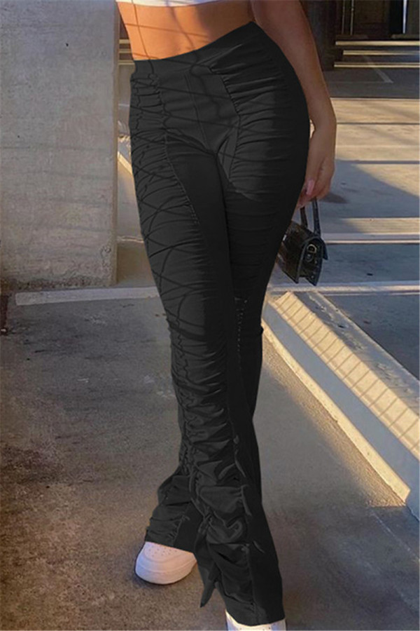 Черные модные повседневные однотонные брюки обычного размера