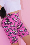 Color Casual Print Patchwork Skinny High Waist Pencil Full Print Bottoms