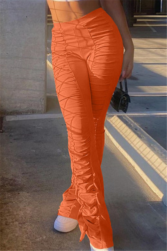 Pantalon décontracté uni orange à la mode
