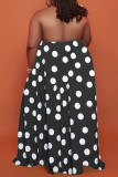 Абрикосовое сексуальное повседневное платье больших размеров в горошек с открытой спиной и лямкой без рукавов